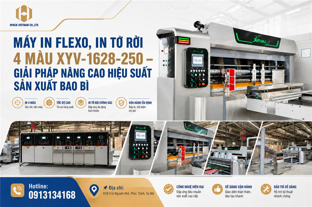 Máy In Flexo, In Tờ Rời 4 Màu XYV-1628-250 Cùng Hpack