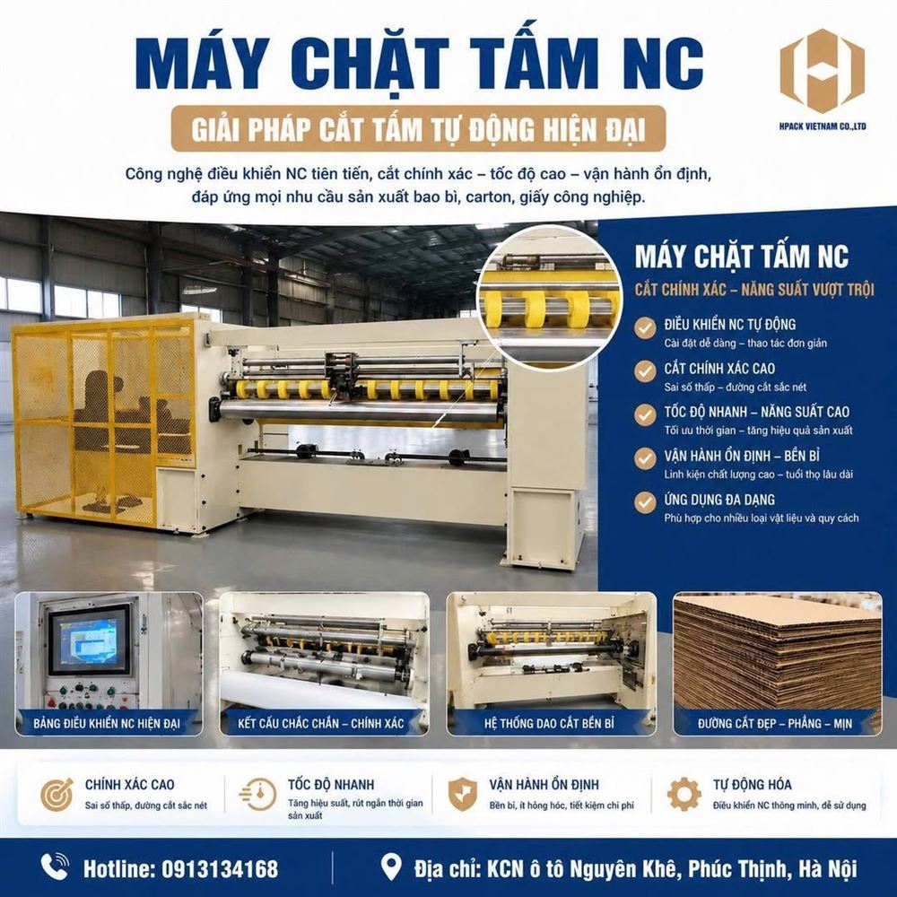 Máy Chặt Tấm NC – Công nghệ cắt chính xác mở ra bước tiến mới cho ngành bao bì hiện đại