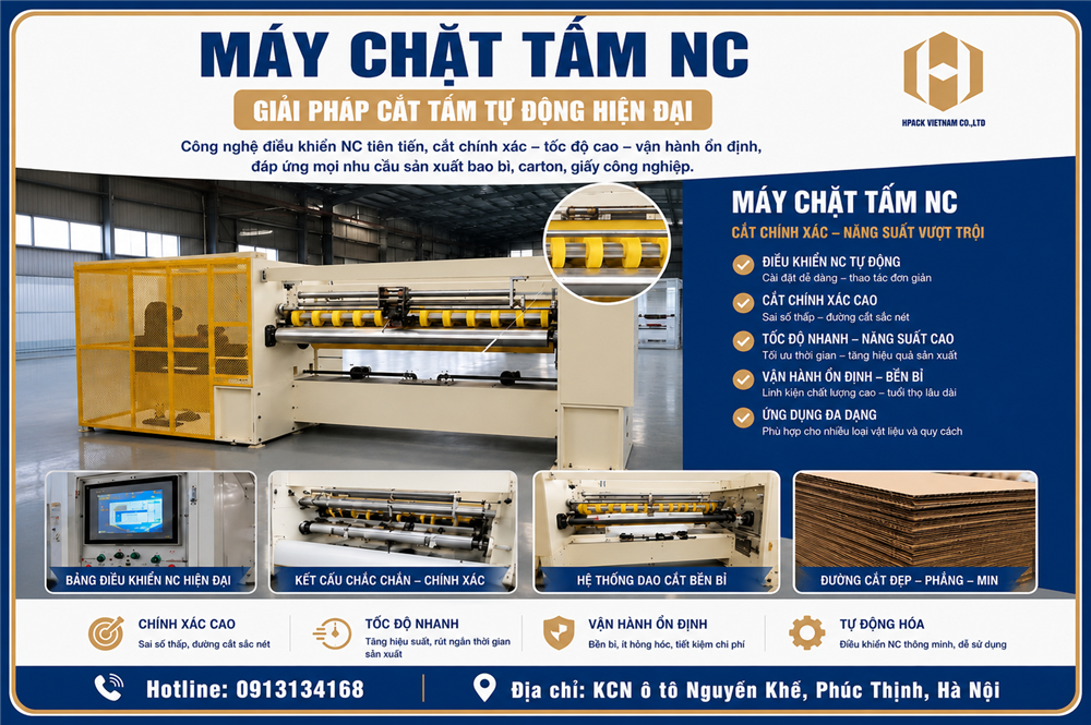 Máy Chặt Tấm NC Công nghệ cắt chính xác mở ra bước tiến mới cho ngành bao bì hiện đại